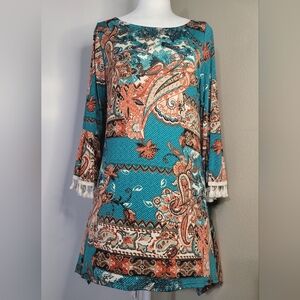 The Hanger Tunic with Bell Sleeve Tassels, Size Unknown